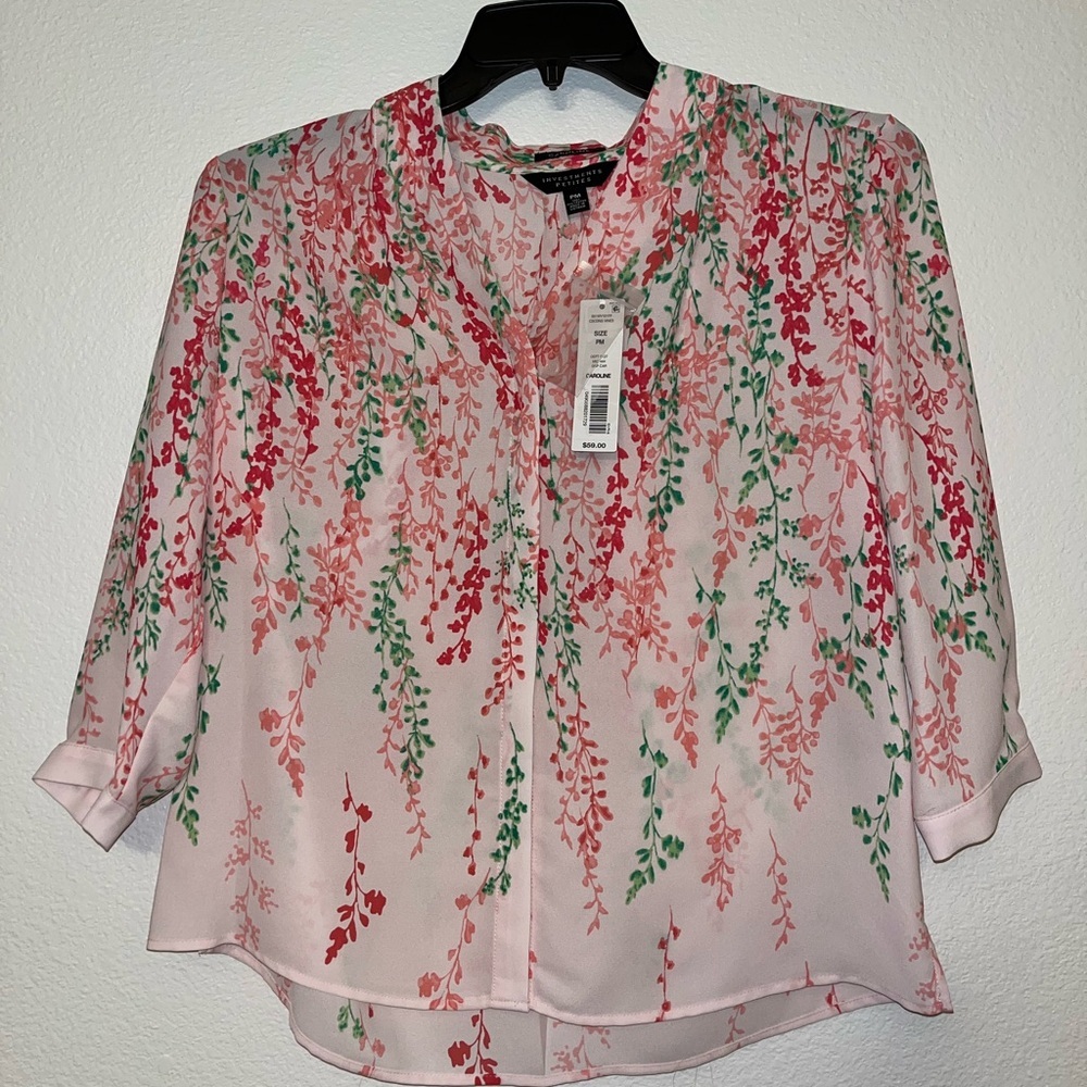 Investments Pink Floral Cascade Blouse